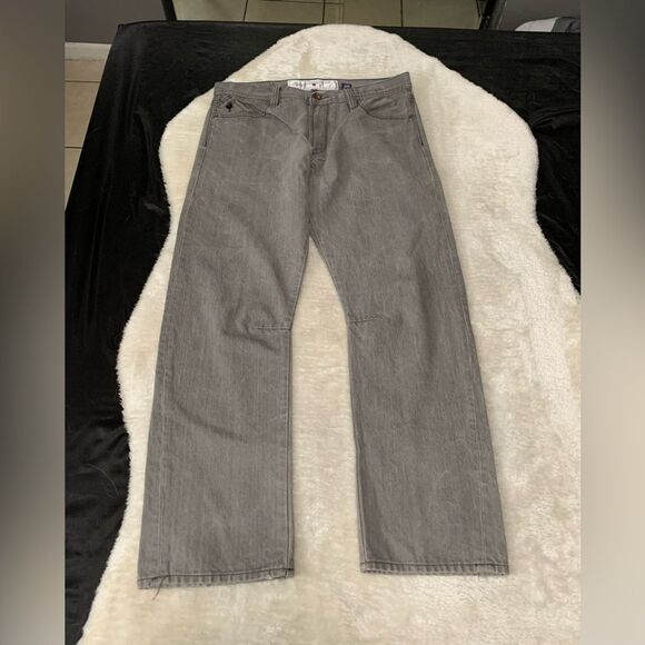Akoo Mens Gray Straight Denim Jeans Size 38x33 Cotton Pants - Picture 2 of 10